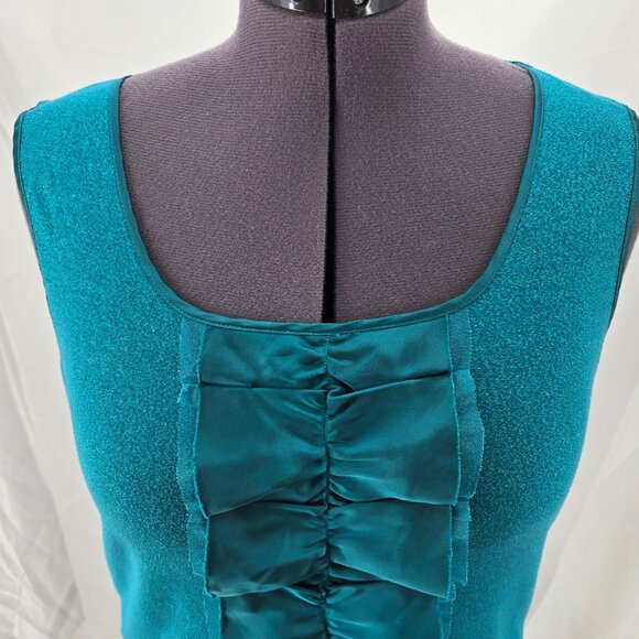 76-25 Alfani Teal Green sleeveless ruffled Tank top Size Large (L) - Picture 3 of 8